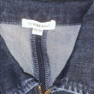 Weworewhat dark wash denim jumpsuit in size XS